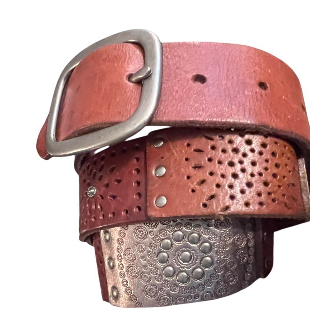 Fossil leather and brass western style belt